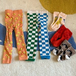 Hansel from Basel lot of leggings and socks multi print 6-9m but very stretchy